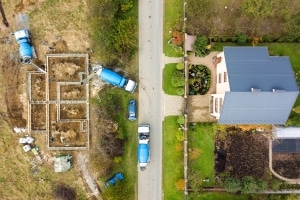 Septic tank being constructed on rural property in California