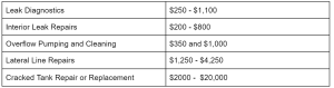 Average cost to fix a leaking septic system