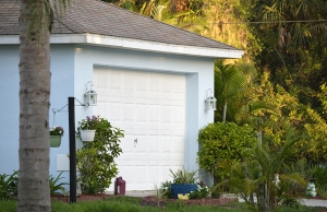 A picture of a residential home in California, complete with outside water main connections.