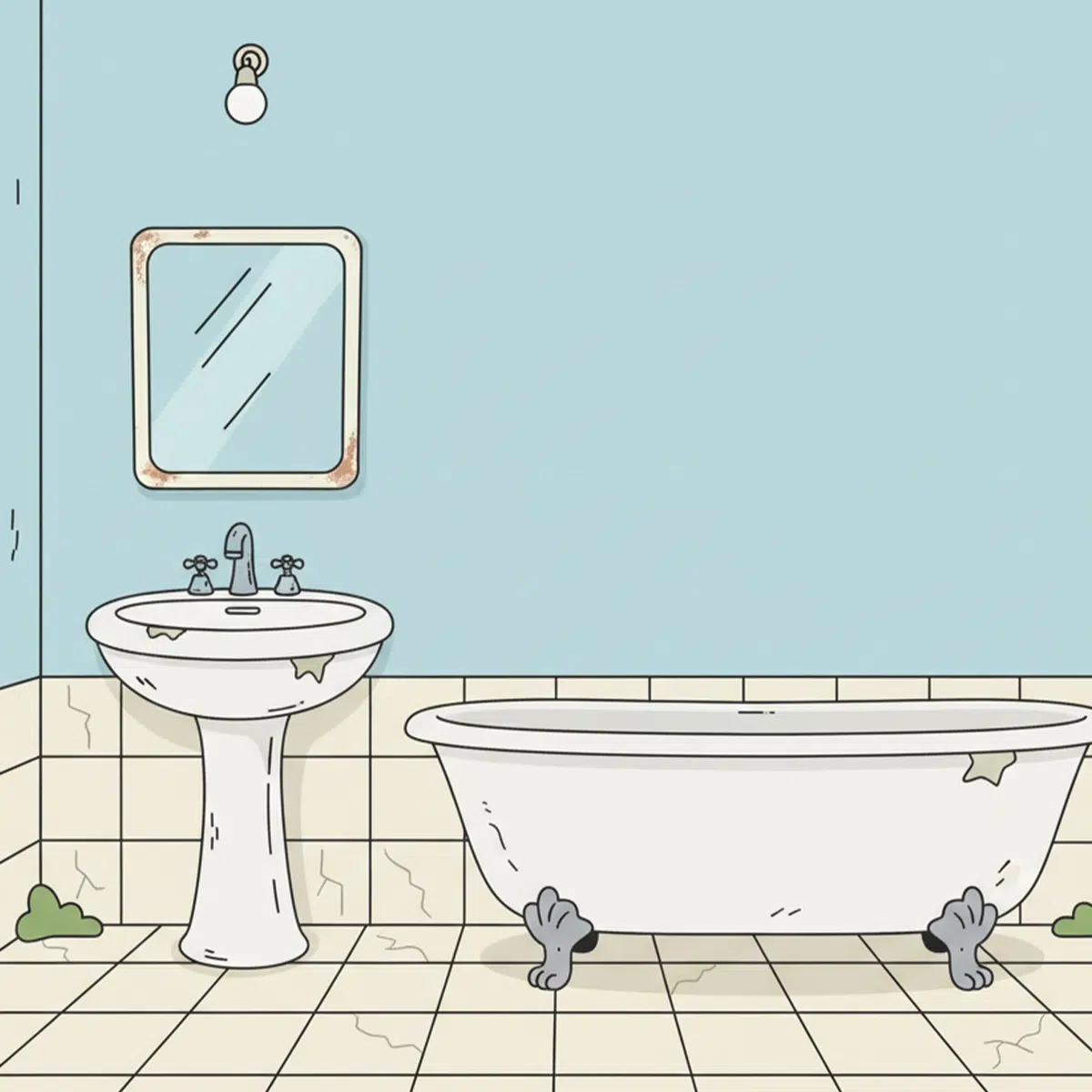 An old-looking, dated bathroom that needs to be updated.