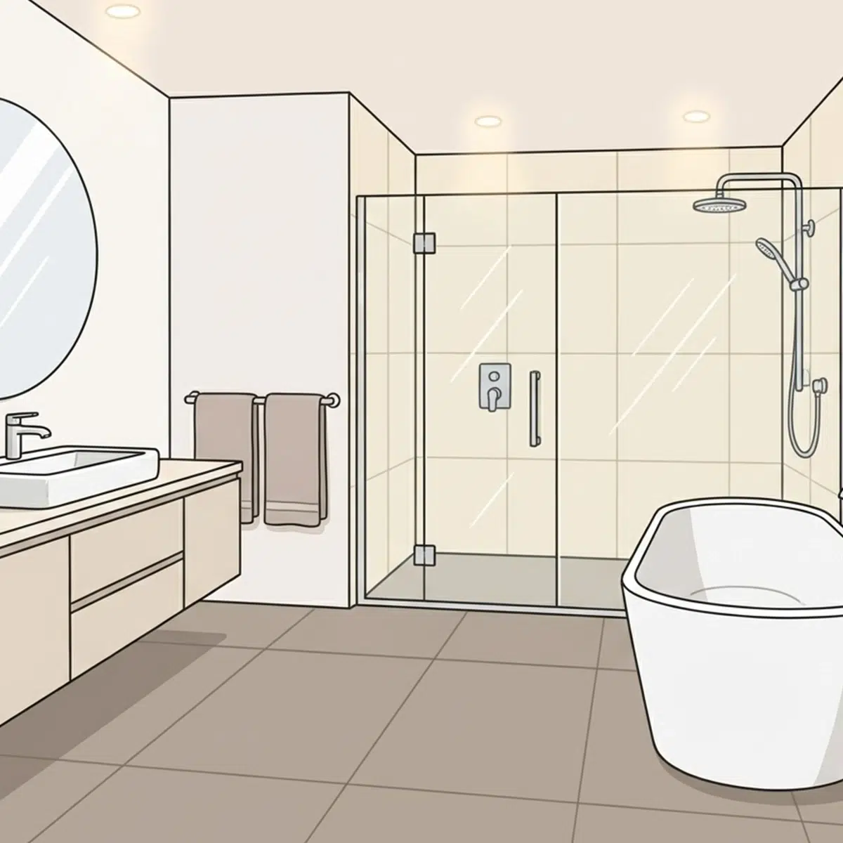 A brand new, modern bathroom.