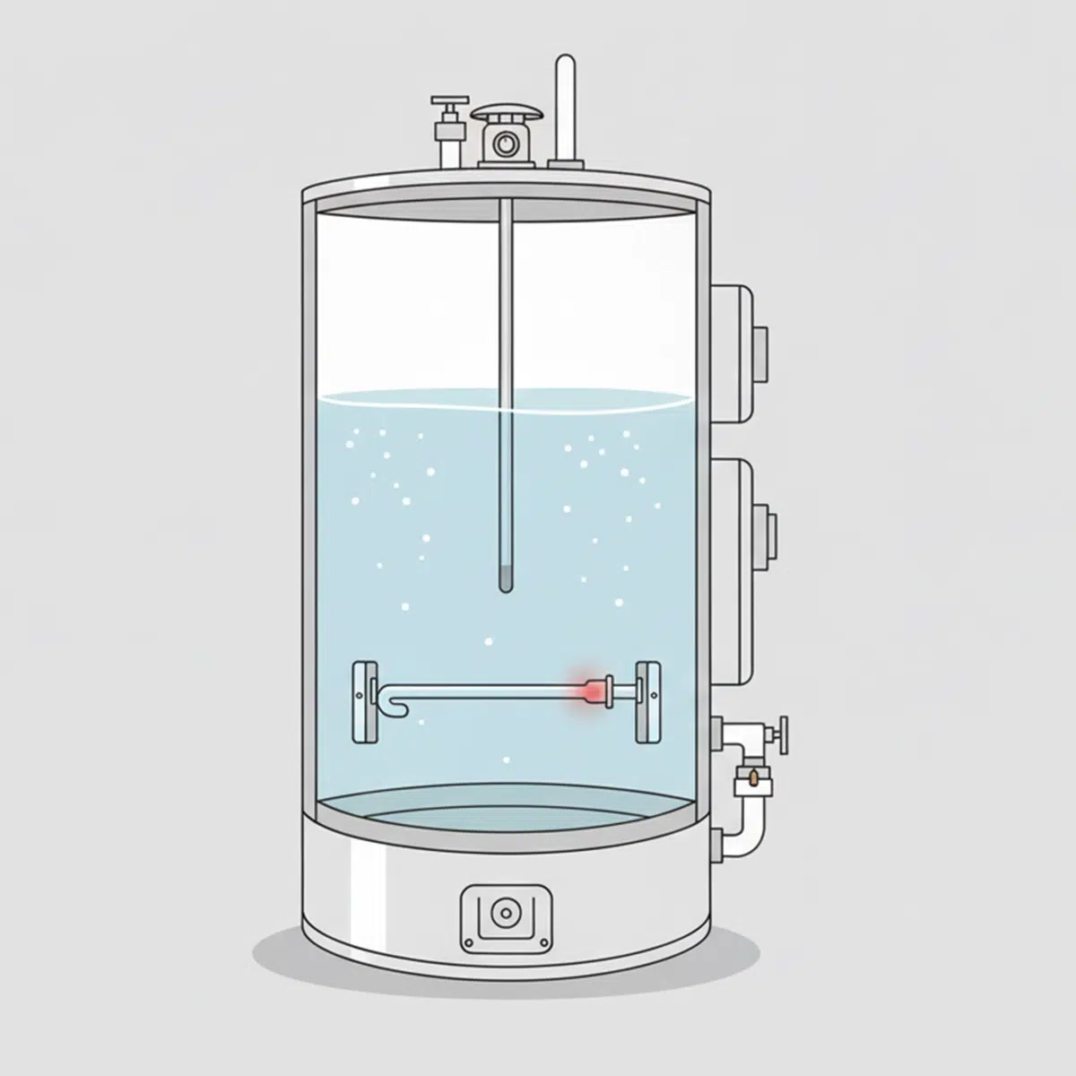 A fully maintained and working water heater with a fresh anode rod, no sediment, and functioning parts