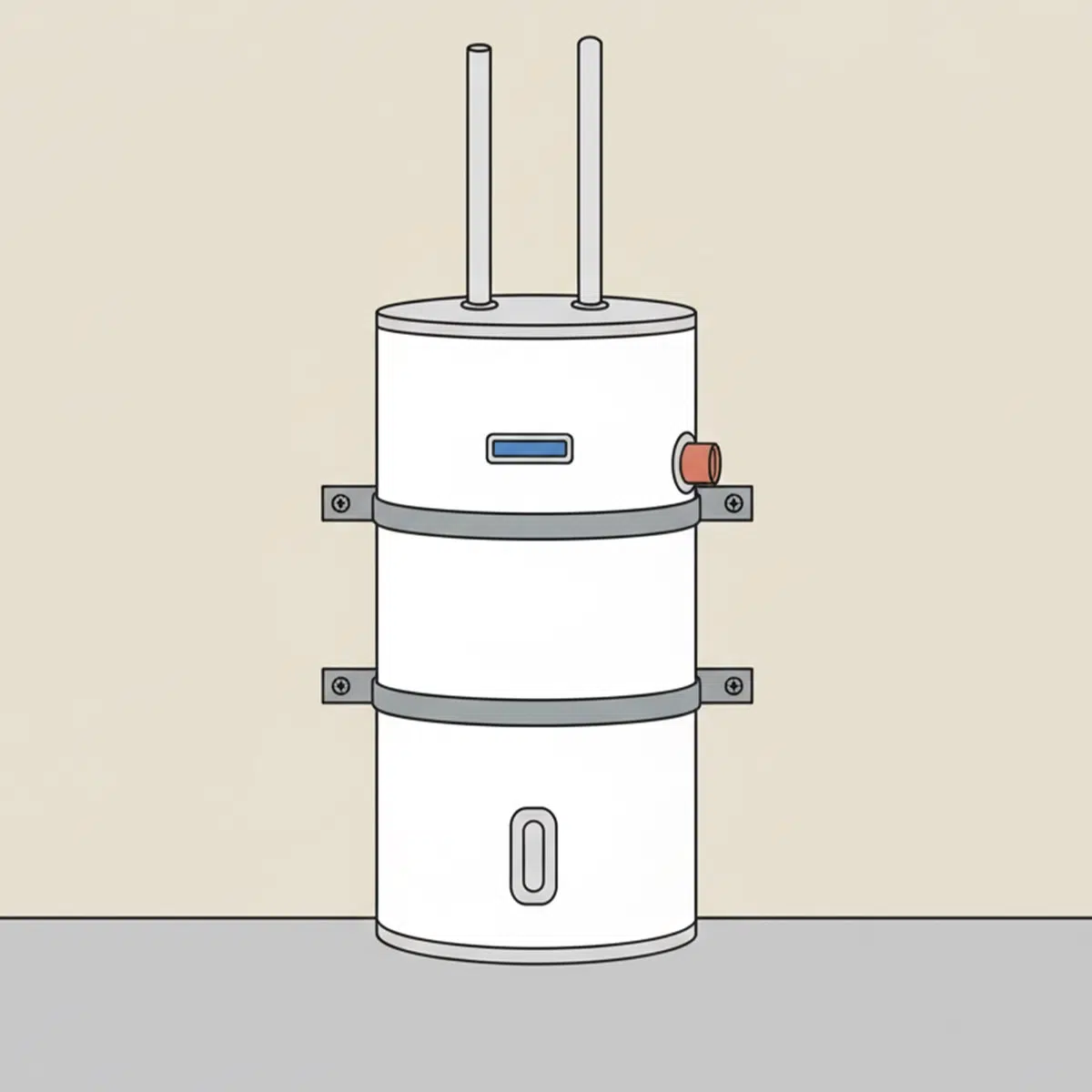Caccia-Water-Heater-Installation-03 A newly installed water heater with seismic strapping to meet California code