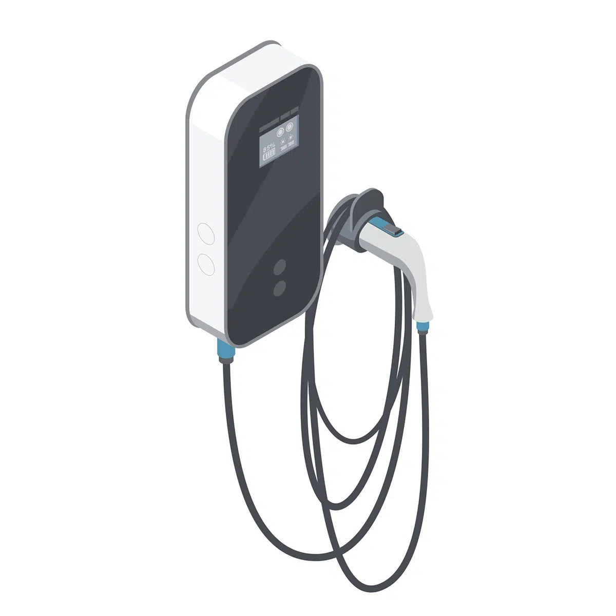 An EV car charger on a wall.