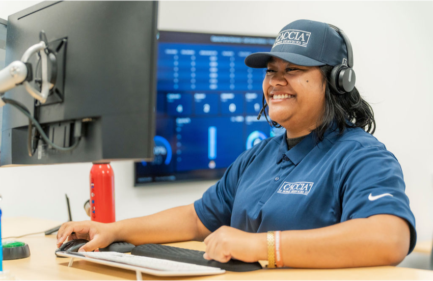 Different Sewer Types in California & How to Prevent Them from Clogging 6 Veitoa from Caccia Home Services smiles during a call from a customer at her desk