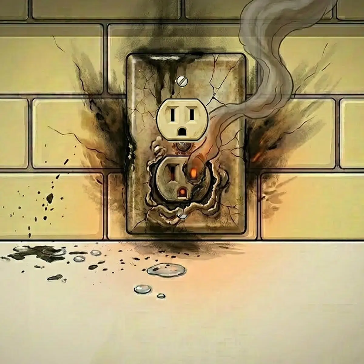 A smoking outlet with burn marks around it.