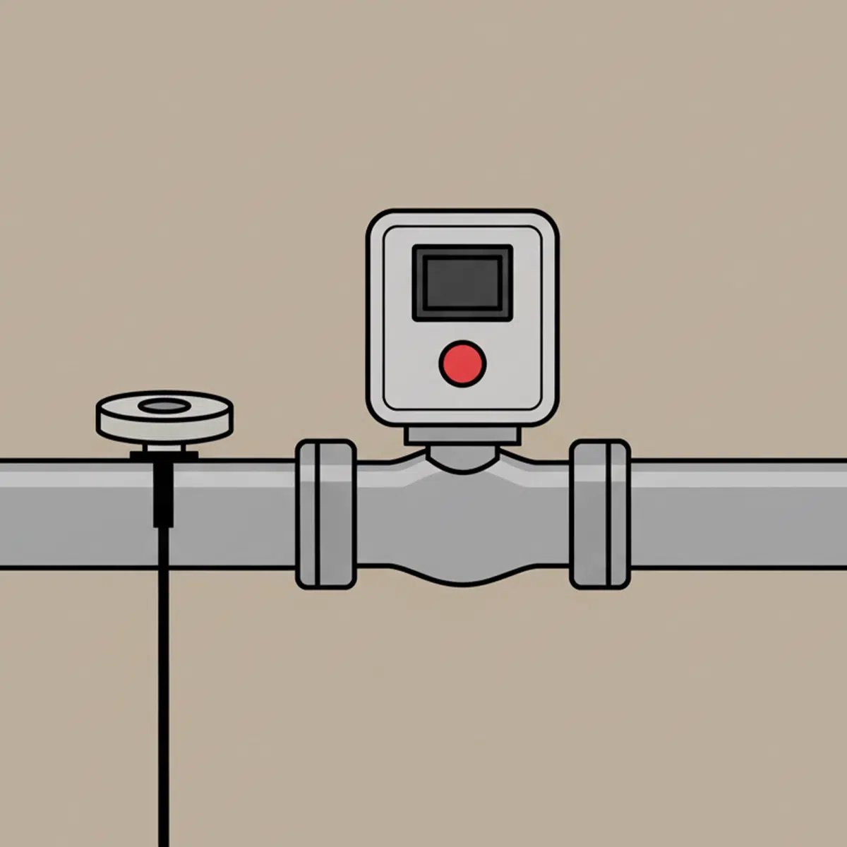 An automatic water shutoff sensor on a pipe