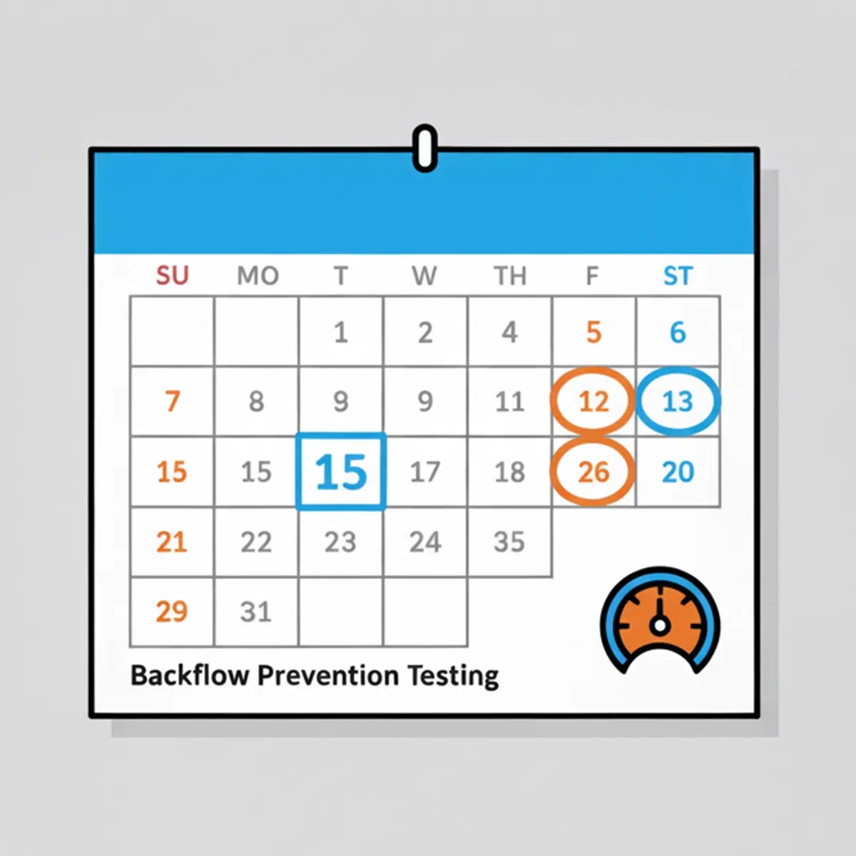 A calendar to schedule reminders for backflow testing