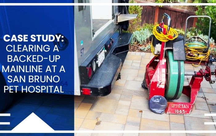 Caccia Home Services equipment outside a San Bruno Pet Hospital for repairs