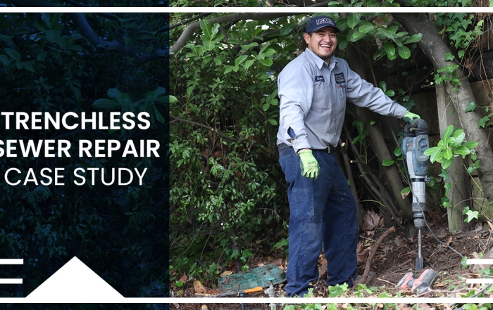 Image of Caccia's underground team member at work on a trenchless sewer repair