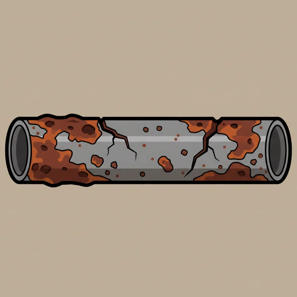 An old, corroded pipe that needs repiping