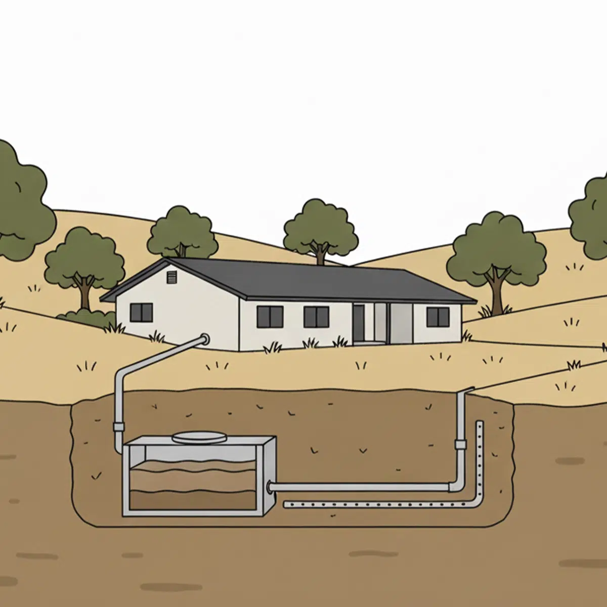 A septic tank underneath a home