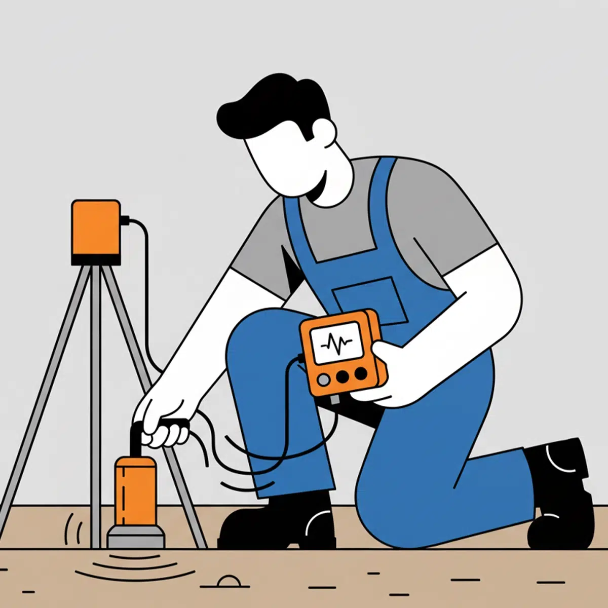 A plumber locating the slab leak source for slab leak repair