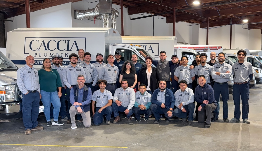 caccia-team-photo-august-2026 The Caccia Home Services team in their Burlingame shop