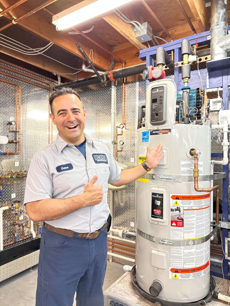 Caccia plumber with a heat pump water heater