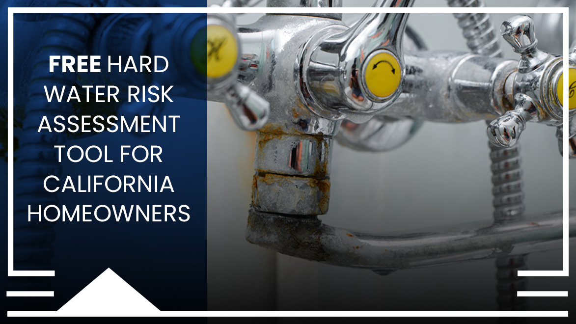 A bathtub and shower system showing severe hard water damage, limescale, and corrosion