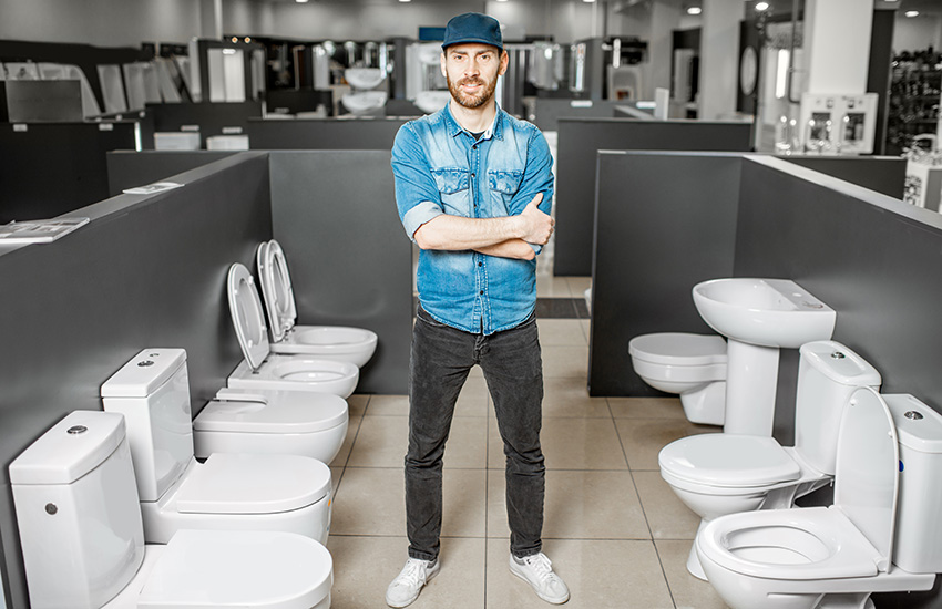 Save $200 on Toilet Upgrades With This Rebate From SFPUC 9 A hardware store rep shows off available toilets.