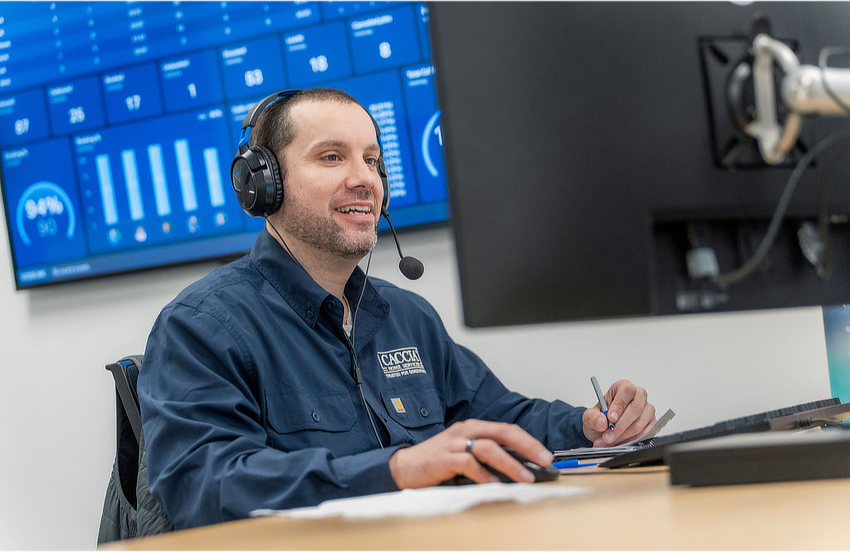 Common Septic Tank Repairs in California (& What They Cost) 5 An employee from Caccia Home Services takes a call from a customer at his desk