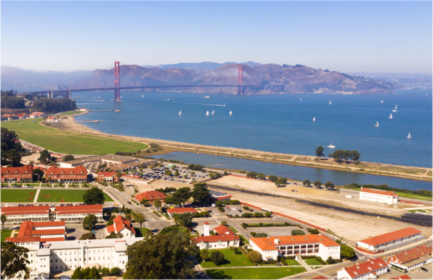 Aerial view of the San Francisco Bay Area and Golden Gate Bridge