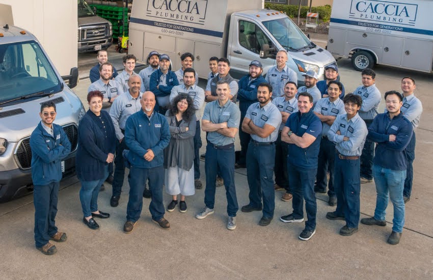 Caccia technicians with service truck