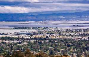 The view towards Menlo Park and Dumbarton Bridge from Edgewood Park, San Francisco Bay